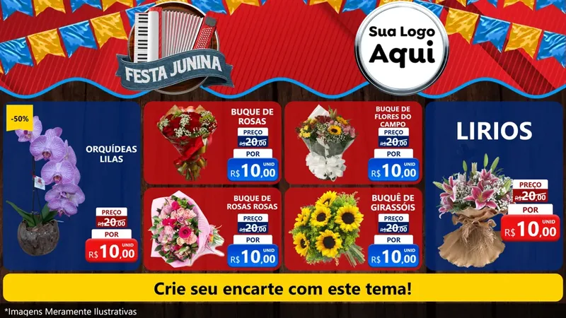 Modelo de TV para TV Horizontal com o tema Festa Junina para Floricultura e jardim