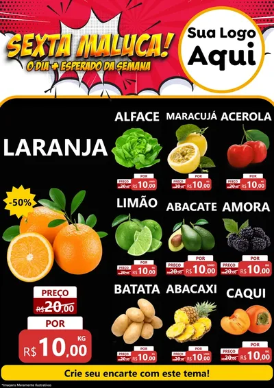 Modelo de Encarte para Encarte A4 Vertical com o tema Sexta Maluca! para Hortifrúti