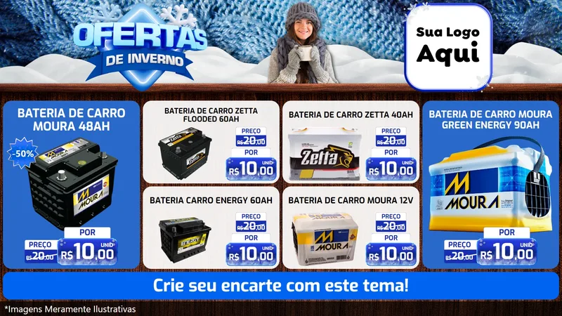 Modelo de TV para TV Horizontal com o tema Ofertas de Inverno para Baterias Elétricas