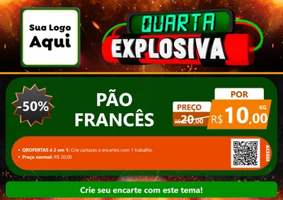 Modelo de Cartaz para Cartaz A4 Horizontal com o tema Quarta Explosiva para Padaria