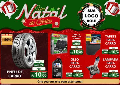 Modelo de Encarte para Encarte A4 Horizontal com o tema Um Natal de Ofertas para Auto peças