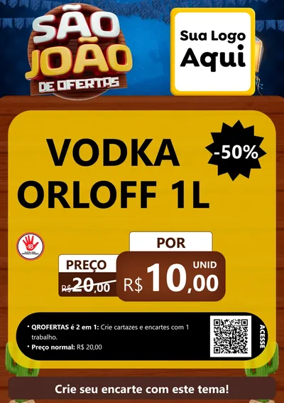 Modelo de Cartaz para Cartaz A4 Vertical com o tema São João Ofertas Imbatíveis! - Junina para Distribuidora de bebidas