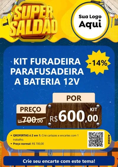 Modelo de Cartaz para Cartaz A4 Vertical com o tema Super Saldão para Maquinas e Ferramentas