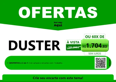 Modelo de Cartaz para Cartaz A4 Horizontal com o tema Ofertas Verde Cartaz para Concessionaria de Carros