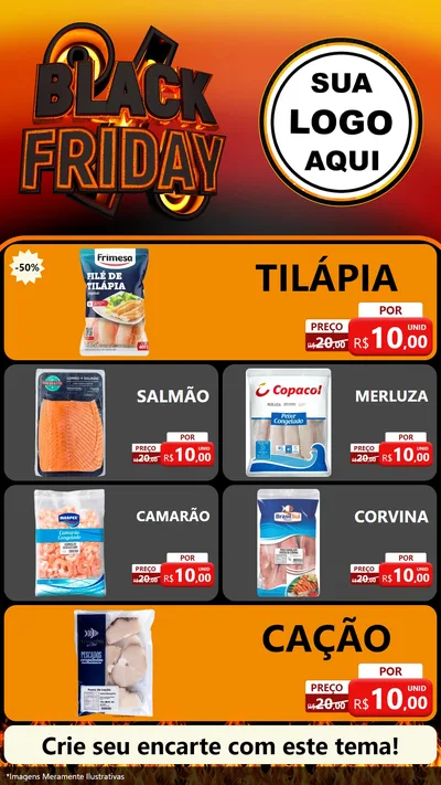 Modelo de TV para TV Vertical com o tema Black Friday para Peixaria