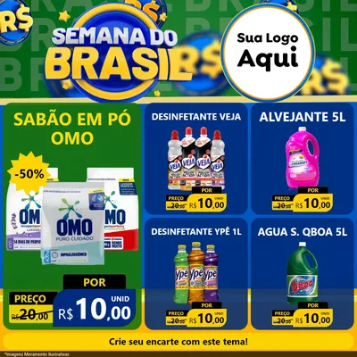 Modelo de Rede Social para Feed Facebook com o tema Semana Do Brasil para Produtos de Limpeza