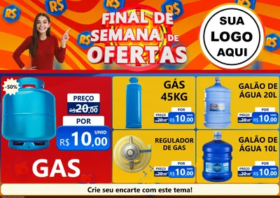 Modelo de Encarte para Encarte A4 Horizontal com o tema Final de Semana de Ofertas para Água e gás