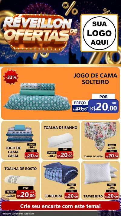 Modelo de Rede Social para Stories com o tema Réveillon de Ofertas para Cama, Mesa e Banho