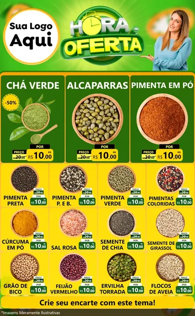 Modelo de Encarte para Encarte Grande com o tema Hora da Oferta para Produtos Naturais