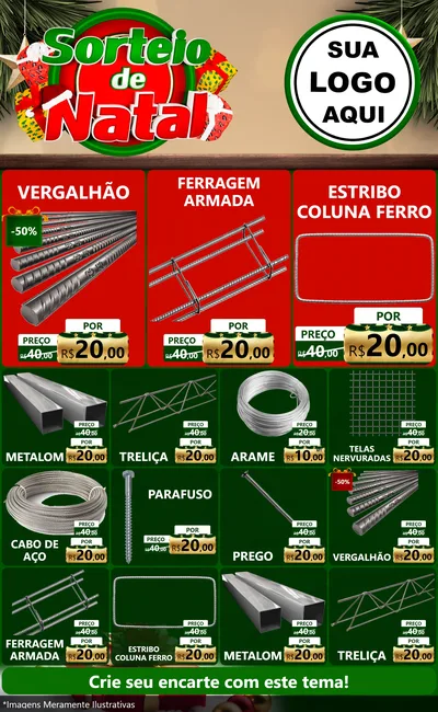 Modelo de Encarte para Encarte Grande com o tema Sorteio de Natal para Ferragens