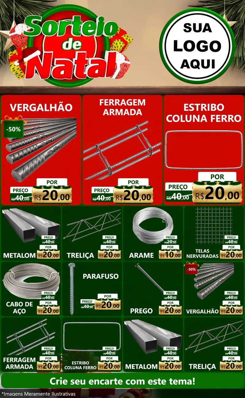 Modelo de Encarte para Encarte Grande com o tema Sorteio de Natal para Ferragens