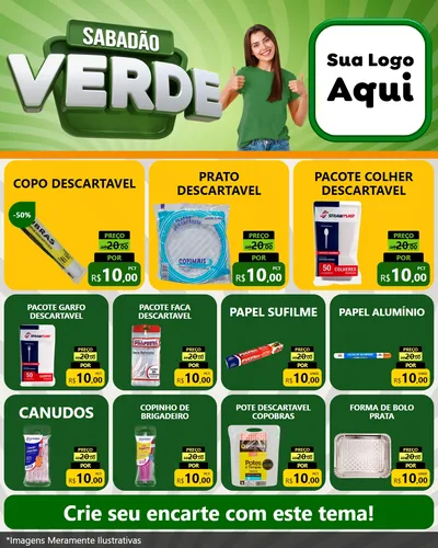 Modelo de Rede Social para Feed Instagram com o tema Sabadão Verde para Embalagens