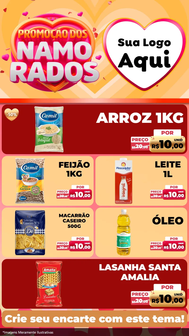 Modelo de TV para TV Vertical com o tema Promoção dos Namorados para Supermercado