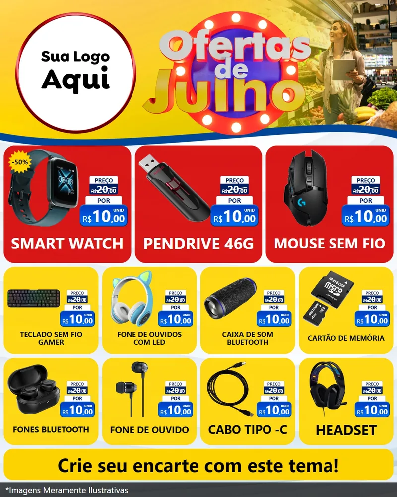 Modelo de Rede Social para Feed Instagram com o tema Ofertas de Julho para Informática