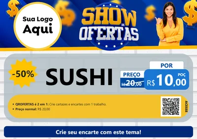 Modelo de Cartaz para Cartaz A4 Horizontal com o tema Show de Ofertas para Comida japonesa