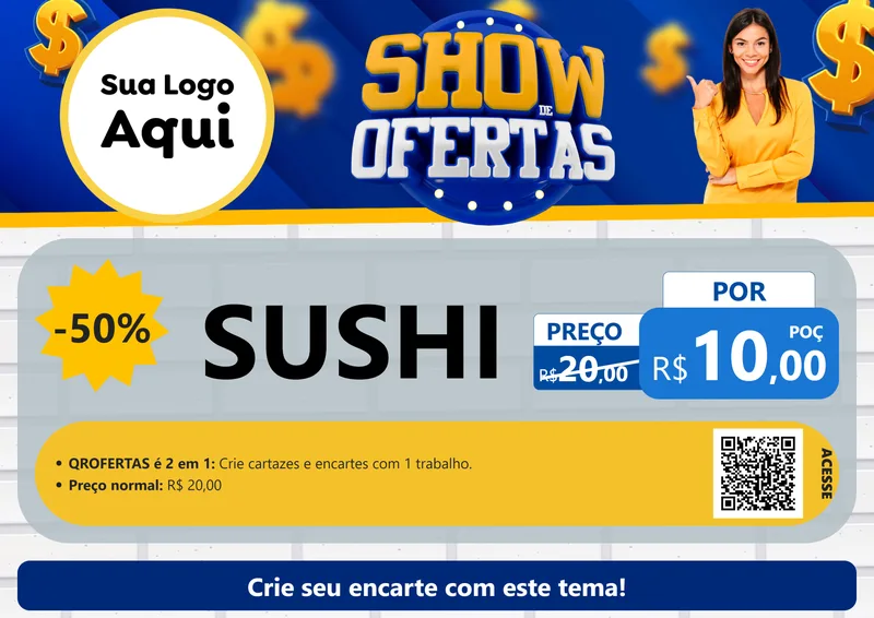 Modelo de Cartaz para Cartaz A4 Horizontal com o tema Show de Ofertas para Comida japonesa