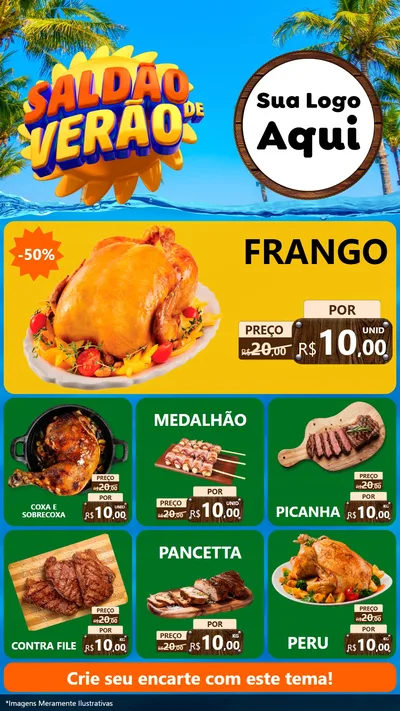 Modelo de Rede Social para Stories com o tema Saldão de Verão para Assados