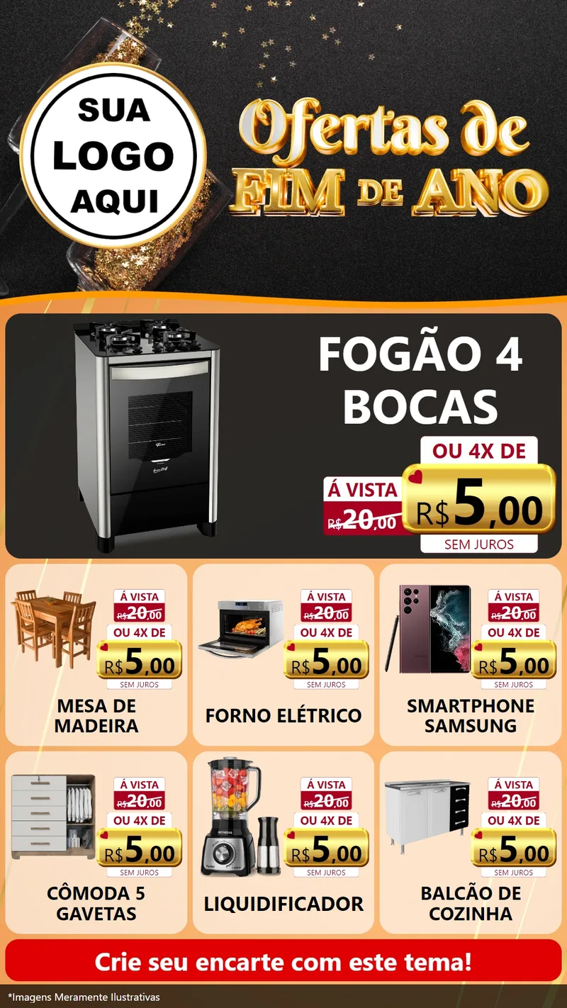 Modelo de Rede Social para Stories com o tema Ofertas de Fim de Ano para Móveis e Eletro