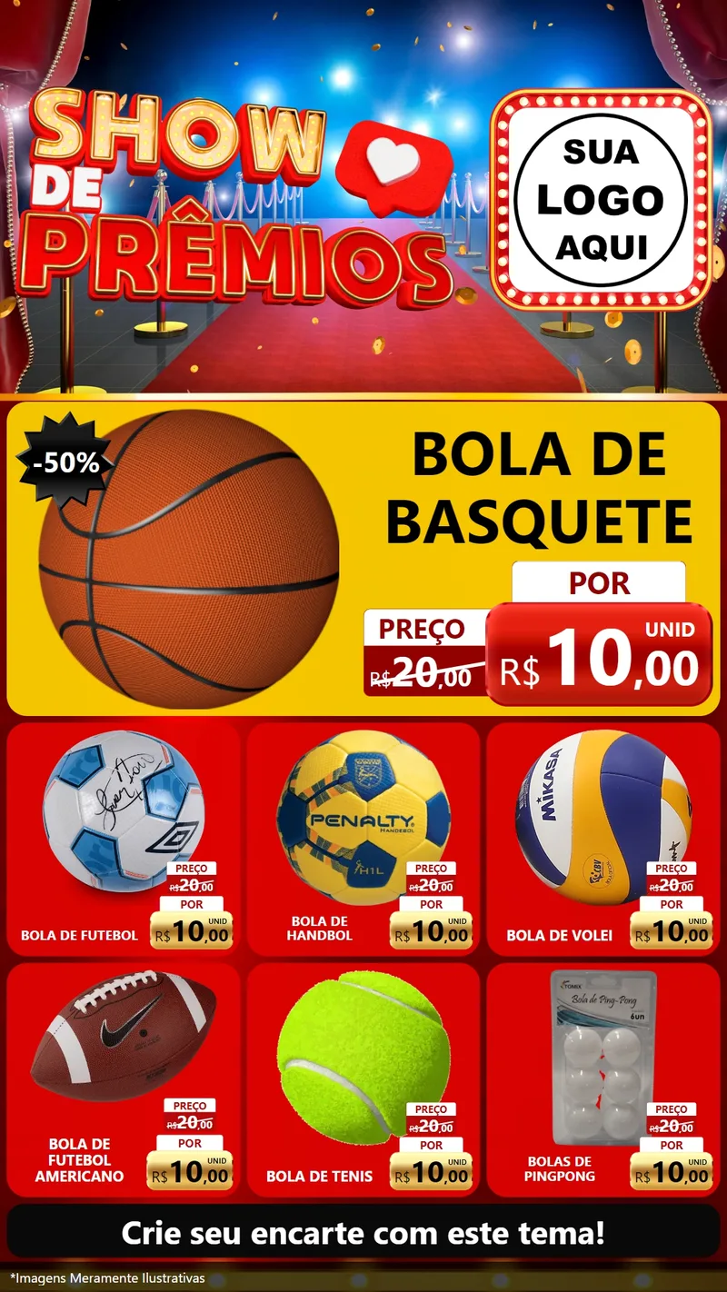 Modelo de Rede Social para Stories com o tema Show de Prêmios para Artigos Esportivos