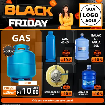 Modelo de Rede Social para Feed Facebook com o tema Black Friday para Água e gás