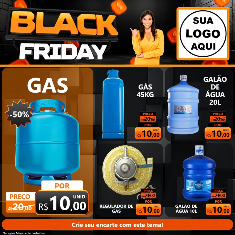 Modelo de Rede Social para Feed Facebook com o tema Black Friday para Água e gás