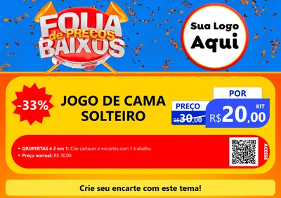 Modelo de Cartaz para Cartaz A4 Horizontal com o tema Folia de Preços Baixos para Cama, Mesa e Banho