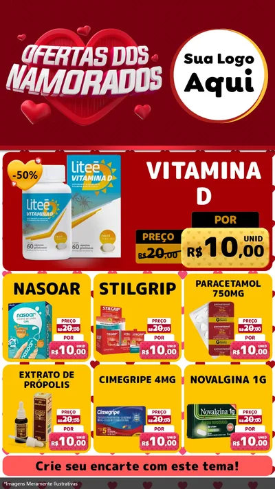 Modelo de Rede Social para Stories com o tema Ofertas Dos Namorados para Farmácia