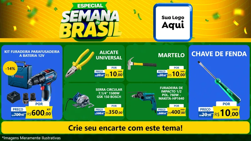 Modelo de TV para TV Horizontal com o tema Especial Semana do Brasil para Maquinas e Ferramentas
