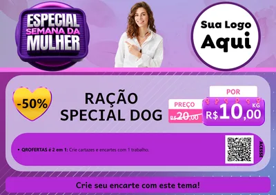 Modelo de Cartaz para Cartaz A4 Horizontal com o tema Especial Semana da Mulher para Pet Shop