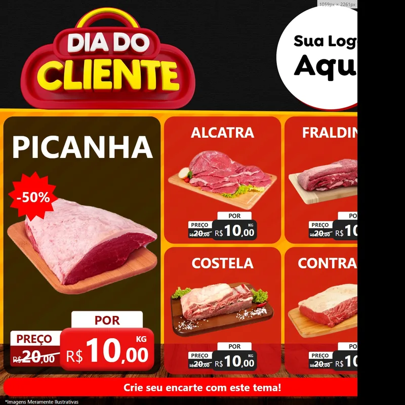 Modelo de Rede Social para Feed Facebook com o tema Dia do Cliente para Açougue