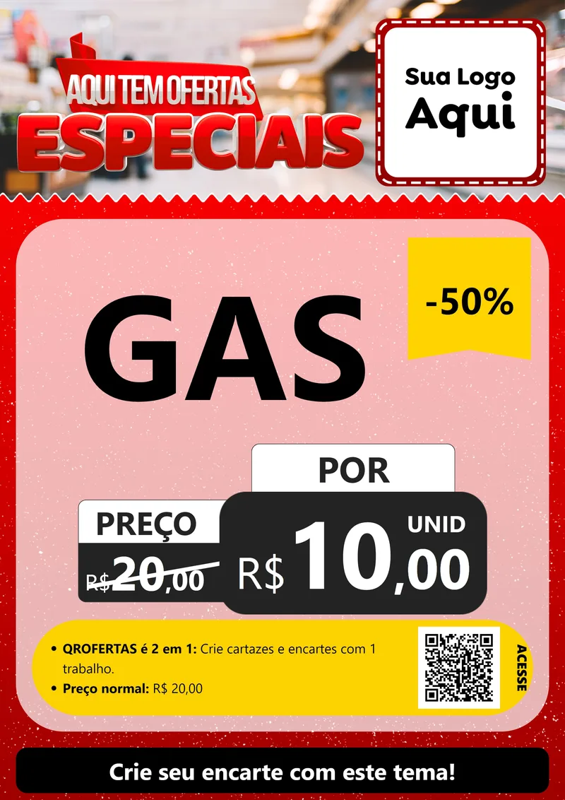 Modelo de Cartaz para Cartaz A4 Vertical com o tema Aqui Tem Ofertas Especiais para Água e gás