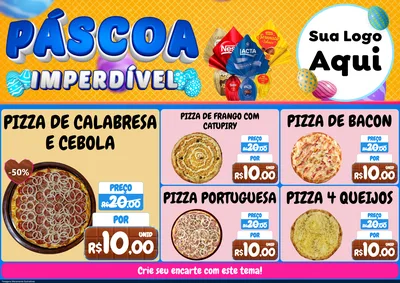 Modelo de Encarte para Encarte A4 Horizontal com o tema Páscoa Imperdível para Pizzaria