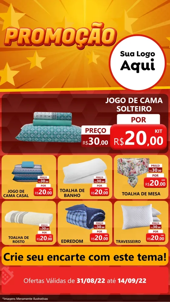 Modelo de Rede Social para Stories com o tema Promoção para Cama, Mesa e Banho