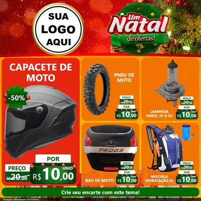 Modelo de Rede Social para Feed Facebook com o tema Um Natal de Ofertas para Moto peças