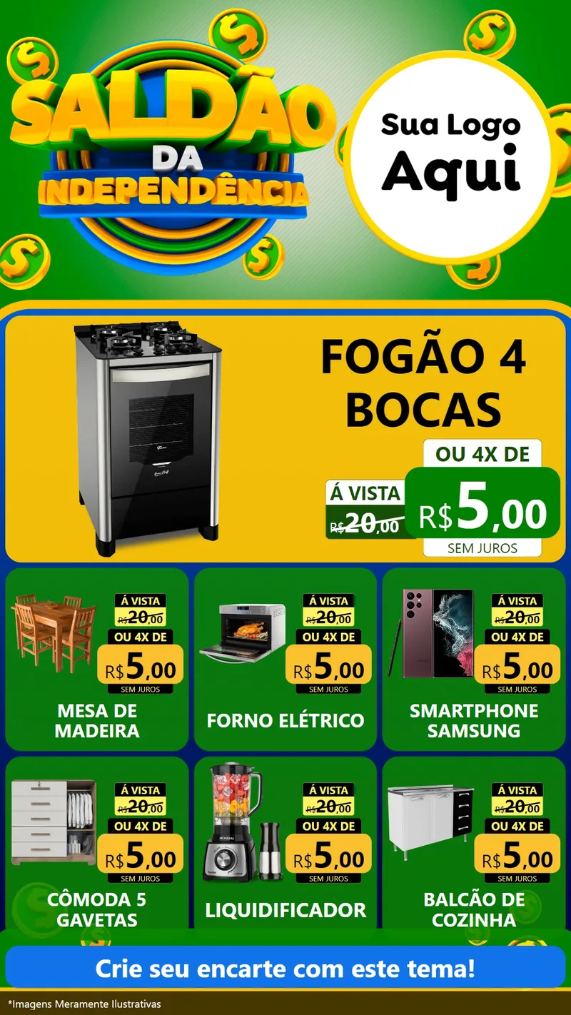 Modelo de Rede Social para Stories com o tema Saldão da Indepêndencia para Móveis e Eletro