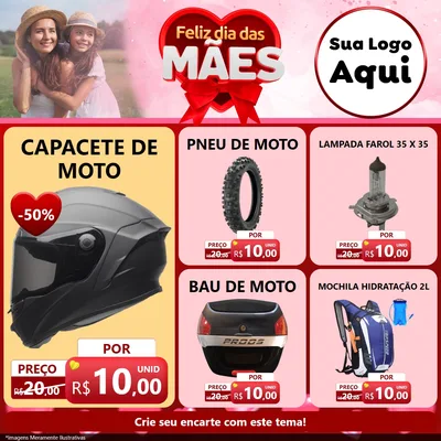 Modelo de Rede Social para Feed Facebook com o tema Feliz Dia Das Mães para Moto peças