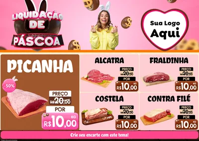 Modelo de Encarte para Encarte A4 Horizontal com o tema Liquidação de Páscoa para Açougue