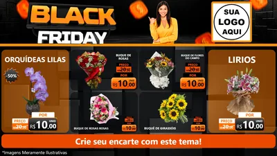 Modelo de TV para TV Horizontal com o tema Black Friday para Floricultura e jardim