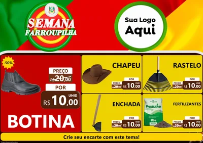 Modelo de Encarte para Encarte A4 Horizontal com o tema Semana Farroupilha para Agropecuária