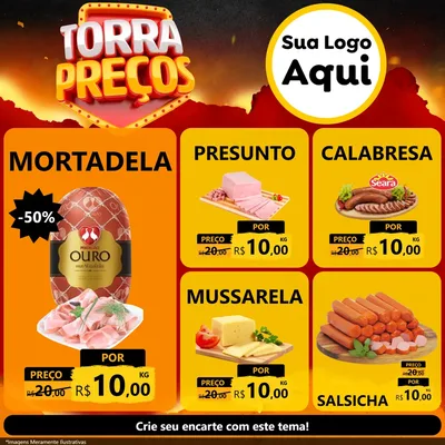 Modelo de Rede Social para Feed Facebook com o tema Torra Preços para Frios e Laticínios
