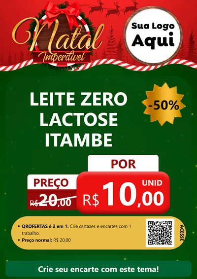 Modelo de Cartaz para Cartaz A4 Vertical com o tema Natal Imperdível para Frios e Laticínios