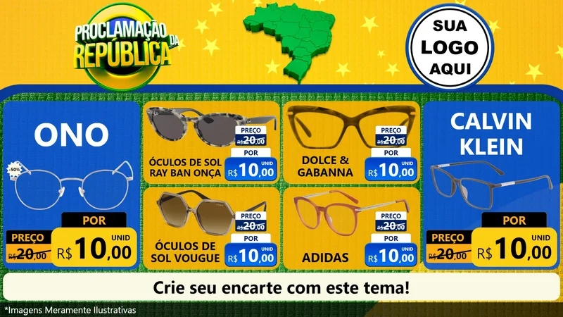 Modelo de TV para TV Horizontal com o tema Proclamação da República para Óticas