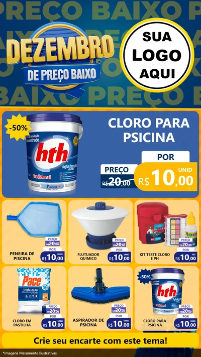 Modelo de Rede Social para Stories com o tema Dezembro de Preço Baixo para Produtos para Piscina