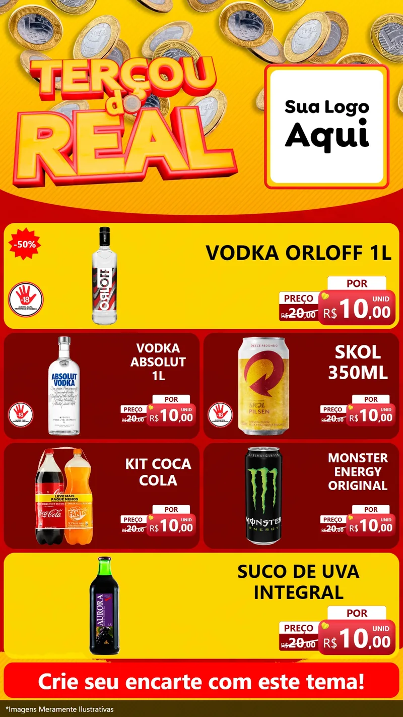Modelo de TV para TV Vertical com o tema Terçou do Real para Distribuidora de bebidas