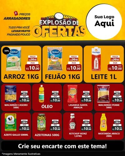 Modelo de Rede Social para Feed Instagram com o tema Explosão de Ofertas para Supermercado