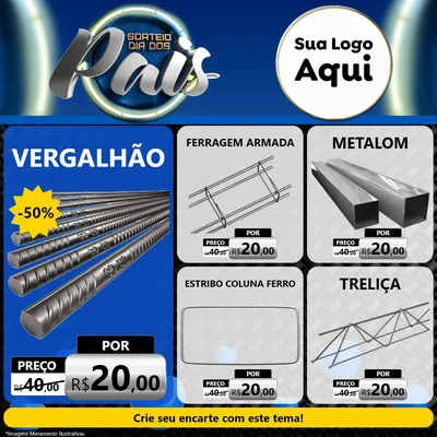 Modelo de Rede Social para Feed Facebook com o tema Sorteio Dia Dos Pais para Ferragens