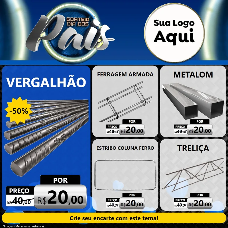 Modelo de Rede Social para Feed Facebook com o tema Sorteio Dia Dos Pais para Ferragens