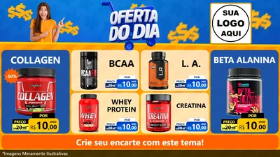 Modelo de TV para TV Horizontal com o tema Oferta do Dia para Suplementos alimentares