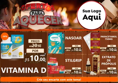 Modelo de Encarte para Encarte A4 Horizontal com o tema Ofertas Para Aquecer para Farmácia