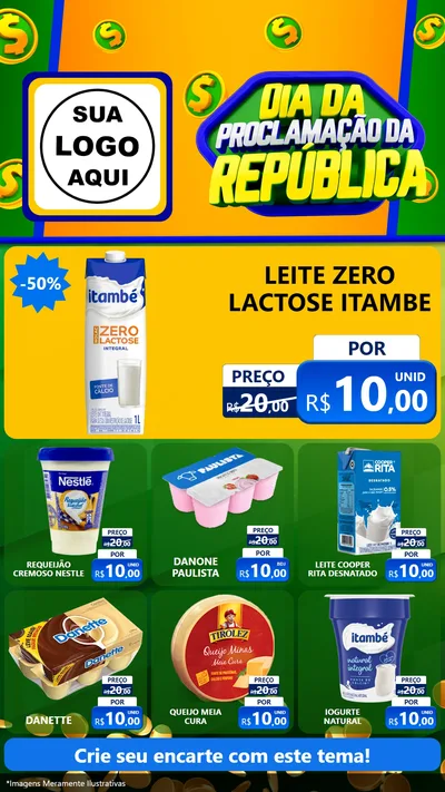 Modelo de Rede Social para Stories com o tema Dia Da Proclamação da República para Frios e Laticínios